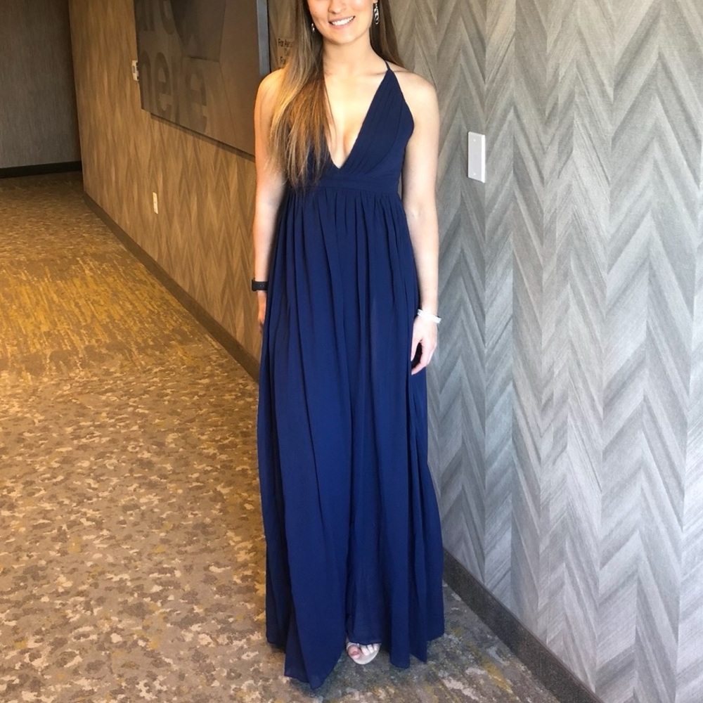 Stylish Sexy Navy Blue Halter Maxi Dress Size 2